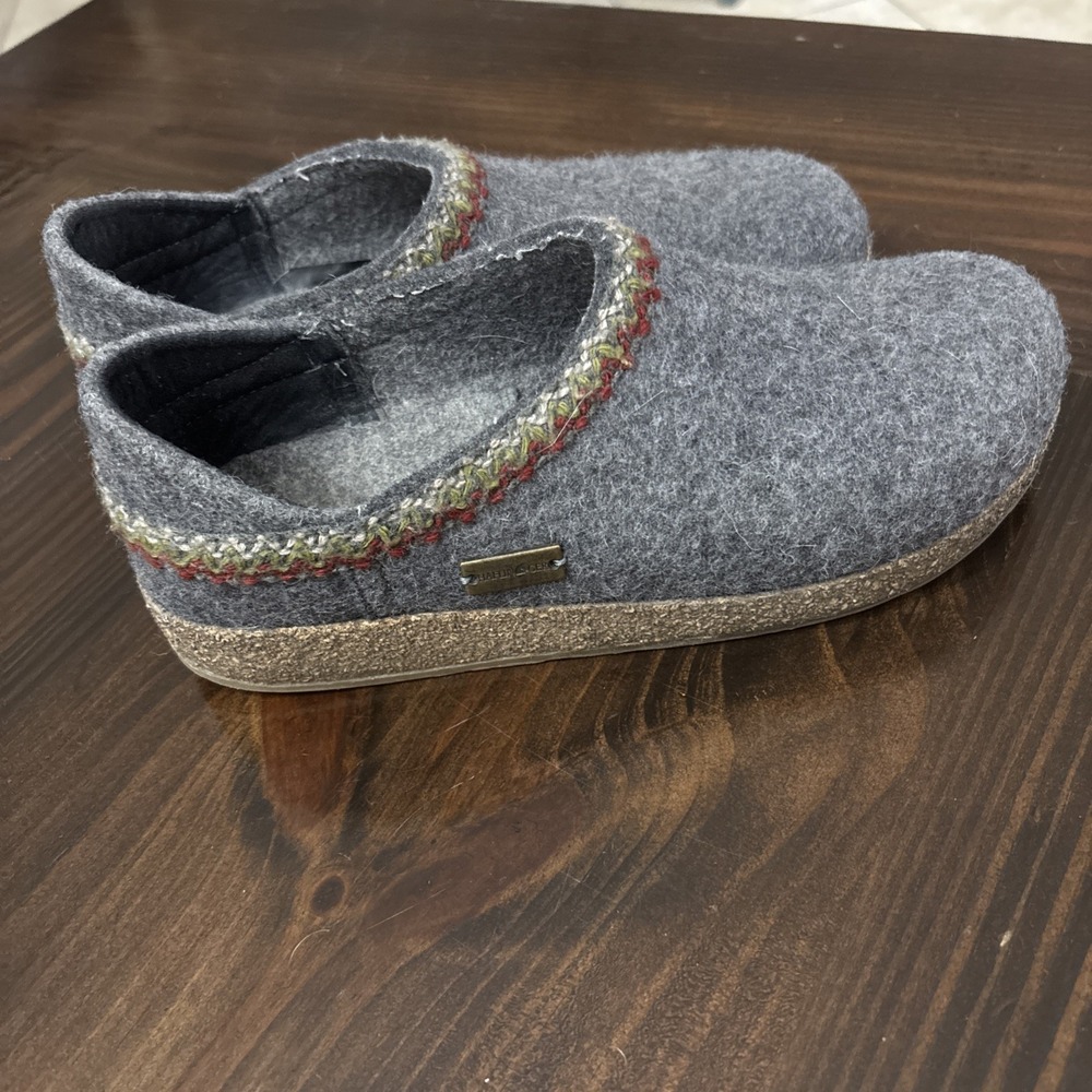 Haflinger Grizzly GZH Zig Zag Wool Mule Clogs Women Size 8 (39) Comfort Cork